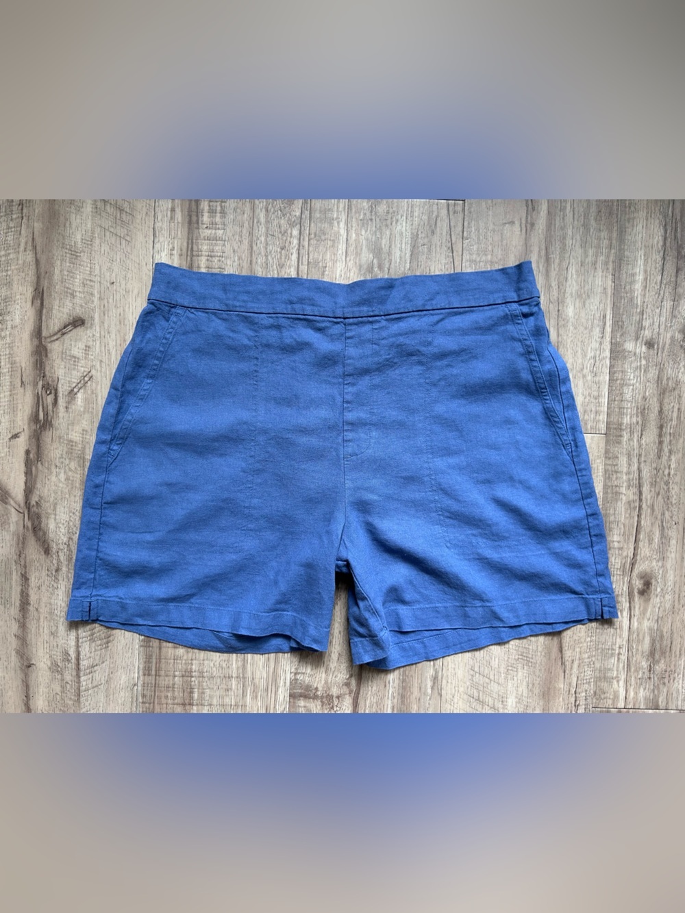 Linen blend Women’s Blue Casual Shorts summer beachy vacation beach breezy